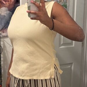 J. Crew Light Yellow Ribbed Tank Top